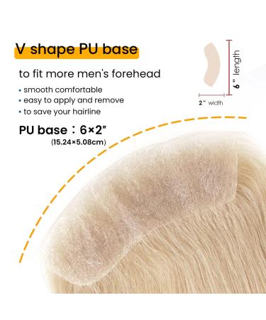 Lordhair 100% European Real Hair Toupet for Men - V-Loop Skin Light Blond 22# - 15.2x5.1cm International Shipping - Buy Online on GoSupps.com