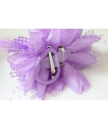 Lilac Flower Feather Bead Corsage Hair Clip Fascinator Set - Buy Online on GoSupps.com