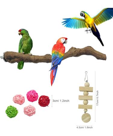 Allazon 4-Piece Bird Toy Set | Natural Wood Seat Rods & Grape Stick Swing for Parrots | Style 3 - Best for Birds - Buy Online on GoSupps.com