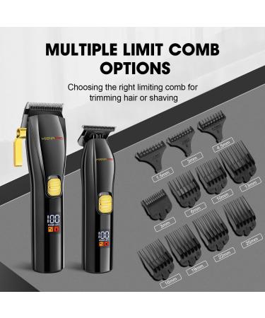 HIENA PRO Professional Hair Clippers and T-Blade Trimmer Kit for Men Cordless Complete Barber Kit Hair Cutting Kit with LCD Display & USB Rechargeable (Black) - Buy Online on GoSupps.com