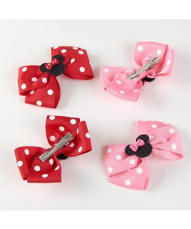 4 Inch Polka Dot Mouse Ears Hair Bow Clips for Toddler Girls - Birthday Gift and Dress Up Accessories - Buy Online on GoSupps.com