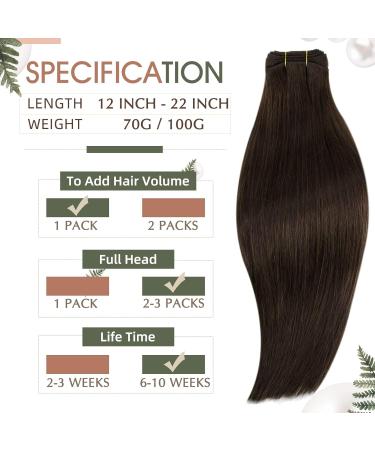 Runatur 50cm Brown Real Hair Extensions - 100g Smooth Dark Brown Human Hair Treats #2 for Sew-in Style - International Shipping Available - Buy Online on GoSupps.com