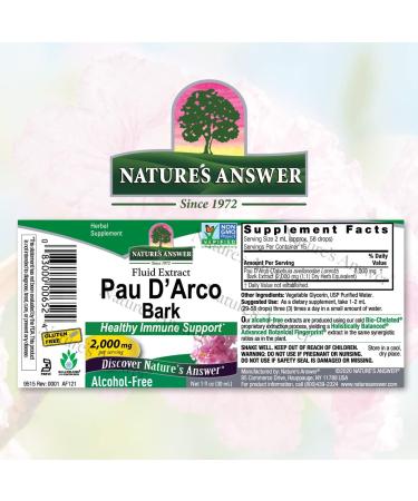 Pau D'Arco Extract Alcohol-Free 2000 mg - Nature's Answer 1 fl oz (30 ml) | Immune Support - Buy Online on GoSupps.com