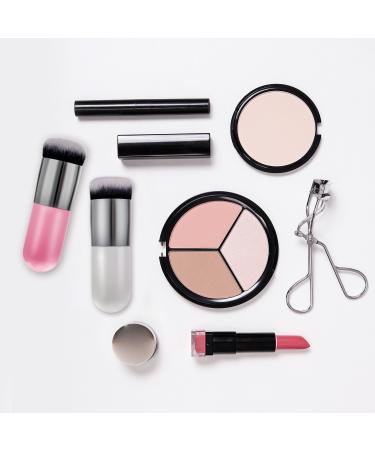 2-Piece Chubby Kabuki Makeup Brush Set for Liquid, Cream, and Powder Cosmetics - White/Rose Gold and Pink/Silver - Buy Online on GoSupps.com
