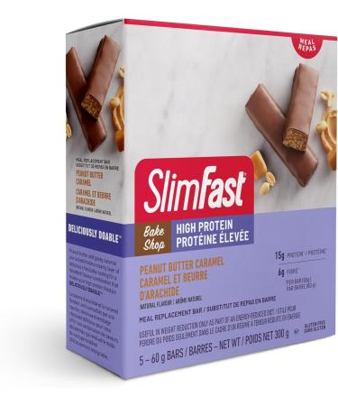 SlimFast Bake Shop Meal Replacement Bars Peanut Butter Caramel 300g - Buy Online on GoSupps.com