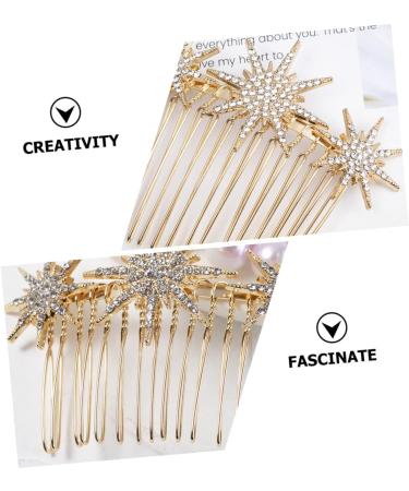FRCOLOR Hair Comb Clips snowflake hair girl headpiece crystal hair for women decorative hair combs golden side rhinestone star hair hair side Diamond Miss Bride Headpiece 7.3x6cm Golden - Buy Online on GoSupps.com
