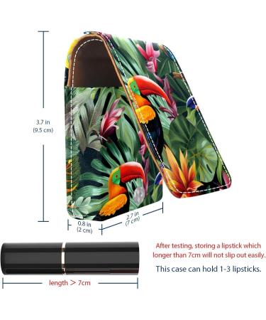 Travel Lipstick Organizer Case - Portable Makeup Bag with Mirror & Tropical Toucan Design - Buy Online on GoSupps.com