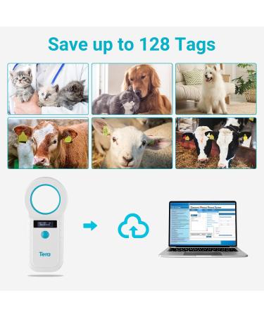 Tera Pet Microchip Reader Scanner - White W90D - Fast Wireless Exchange - OLED Display - Rechargeable - For Dogs, Cats - Animal Management - Bluetooth Compatible - Buy Online on GoSupps.com