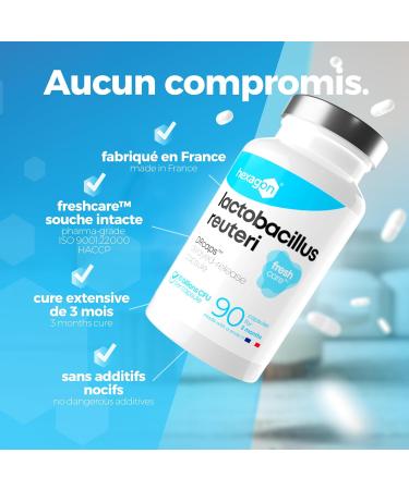 Lactobacillus Reuteri 10 Milliards UFC/G lule - Cure Compl te +3 Mois - L-Reuteri - Probiotique - Ferment Lactique - Freshcare Fra cheur Optimale - 90 G lules DRcaps - Vegan - Hexagon - Buy Online on GoSupps.com