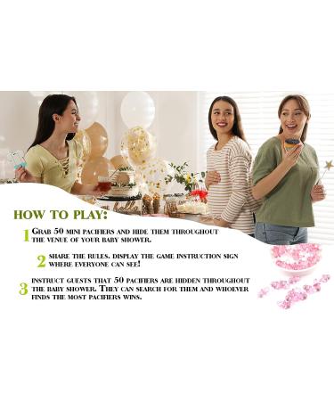 Hunt Baby Pacifier Game Set | Gender Reveal Baby Shower Activities | 8 Signs & 50 Mini Acrylic Pacifiers | Fun for Adults & Kids | Gender Neutral BPH01 - Buy Online on GoSupps.com