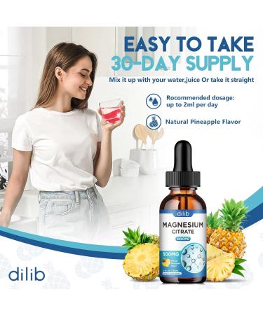 Magnesium Citrate Liquid Magnesium Drops Supplement 500mg-Support Stress Relief Bone Muscle Mood Sleep-2 Fl Oz Vegan Pineapple Flavor Pineapple 2 Fl Oz (Pack of 1) - Buy Online on GoSupps.com
