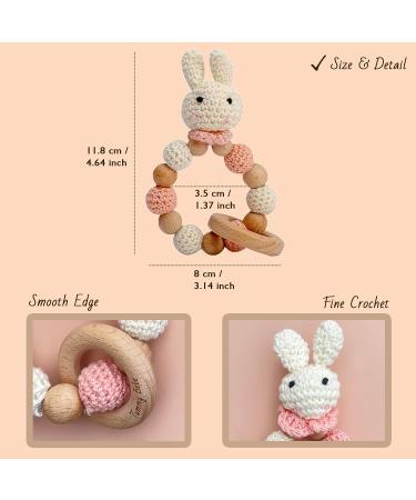 Handmade Wooden Crochet Teether Bunny Ring Rattle for Baby Girl & Boy - Buy Online on GoSupps.com