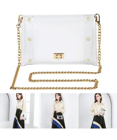 MOETYANG Transparent Clutch Clear Purse Crossbody Shoulder Bags Stadium Approved Bags Golden