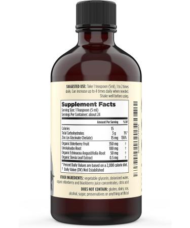 Organic Liquid Zinc with Elderberry & Echinacea | Immune Support Supplement for Adults & Kids | Non-GMO, Alcohol & Gluten-Free | 4oz - Buy Online on GoSupps.com