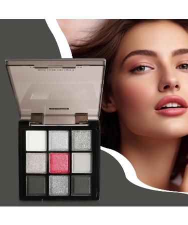 Silver Grey Eyeshadow Palette - Dark Shimmer Hue Rich Pigment Powder Silky Blend Formula Sparkling Metallic Glow | 9 Colors Eye Makeup Long Lasting - Buy Online on GoSupps.com