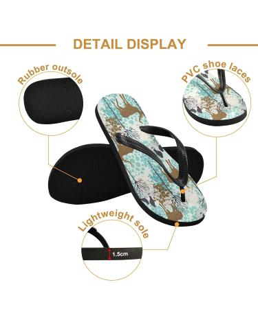 Mnsruu Winter Animal Deer Tree Snow Flip Flops | XL Sandals & Slippers for Men & Women - Perfect for Home Hotel Spa and Travel - Buy Online on GoSupps.com