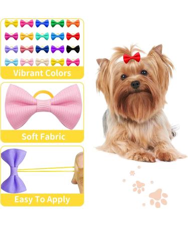 KMZ 30Pcs Mixed Colors Dog Hair Bows with Elastic Rubber Bands Cute Dog Grooming Bows Puppy Hair Accessories for Long Hair Pet Dogs Cats - Buy Online on GoSupps.com