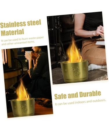 BESPORTBLE 1pc Burn Use Incinerator Sacrificial Traditional Burning Chinese Stainless Bucket Paper Golden - Buy Online on GoSupps.com