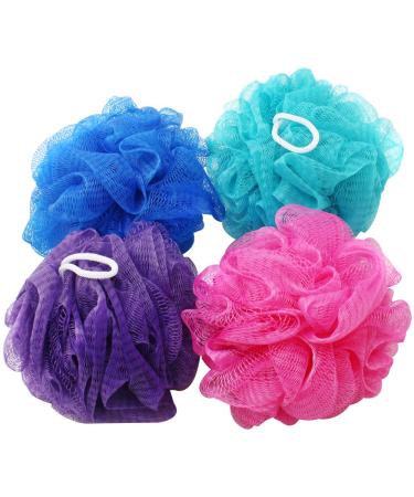 Com -Four 4x shower sponge - bathing sponge in great colors - washing sponge for the shower - Massage sponge - shower knot color selection varied! (04 pieces) - Buy Online on GoSupps.com