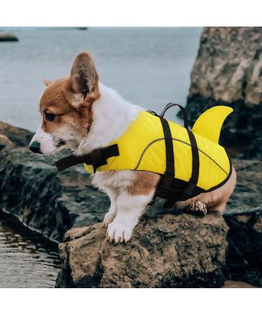 Buy Cit toile Small Dog Life Jacket - Reflective Shark Swimming Vest with Handle Great Buoyancy for Dogs Yellow M - Buy Online on GoSupps.com
