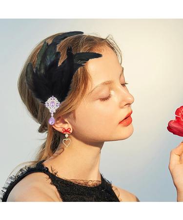 amangul 2in1 Women Feather Rhinestones Hair Hoop&Hairpin Halloween Cosplay Hairband Medieval Style Feather Shape Headbands(B) - Buy Online on GoSupps.com