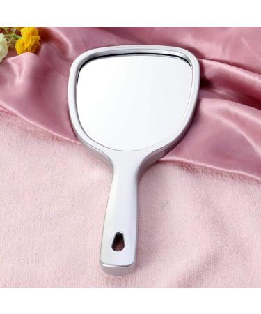Lurrose Double Side Handheld Wall Hanging Makeup Mirror - 2X and 3X Magnification, Round Silver Mirror - Buy Online on GoSupps.com