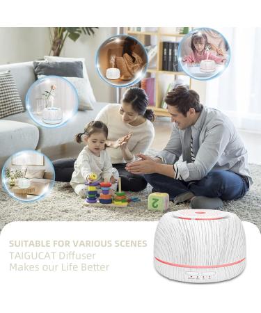 TAIGUCAT 300ML Wood Grain Aromatherapy Diffuser - 8 Hours Air Humidifier with Remote Control and 7 Colors LED Light - USB-C Power - Ideal for Room & Office - White Wood Grain - Buy Online on GoSupps.com