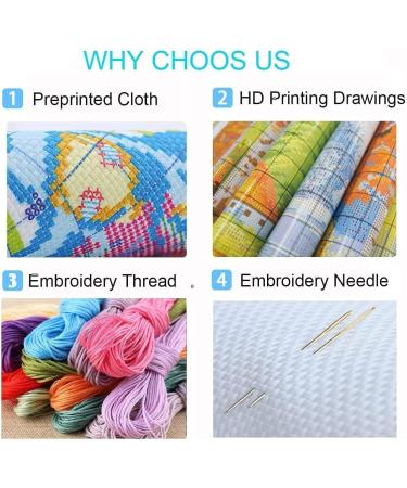Gnome Sunflower Cross Stitch Kit for Adults - DIY Needlepoint Embroidery Set (11CT) - Buy Online on GoSupps.com