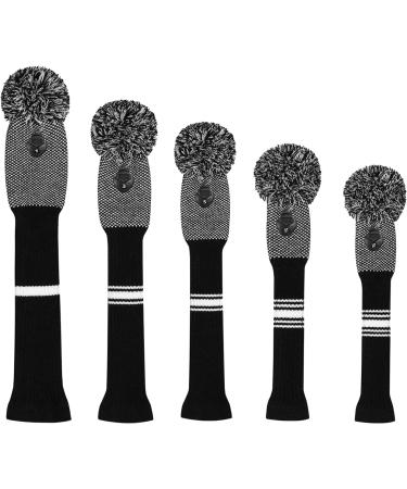 Scott Edward Knit Golf Club Cover Set - 5 Head Covers for Woods & Driver | Protects 460cc Driver, 1 Fairway Wood, 2 Hybrid/UT2 | Rotating Club Number Tags | Black White Dot - Buy Online on GoSupps.com