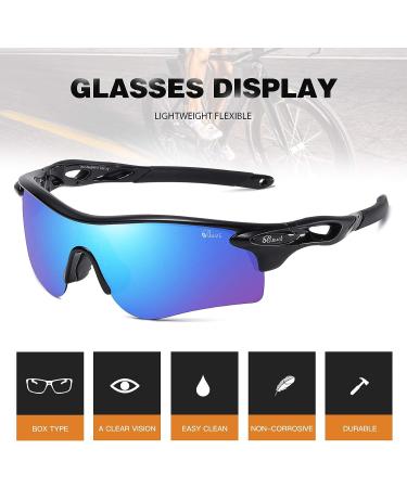 Bevi Polarized Sports Sunglasses - Durable TR90 Frame - Blue Rainbow | Ideal for Men, Women - Perfect for Baseball, Running, Cycling, Golf - Buy Online on GoSupps.com