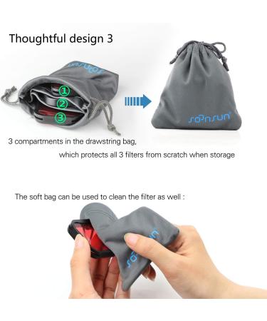 Soonsun 3 Pack Dive Filter for GoPro Hero 5 6 7 Black Super Suit - Red Light Red and Magenta Filters - Enhance Underwater Colors for Video and Photography - Buy Online on GoSupps.com