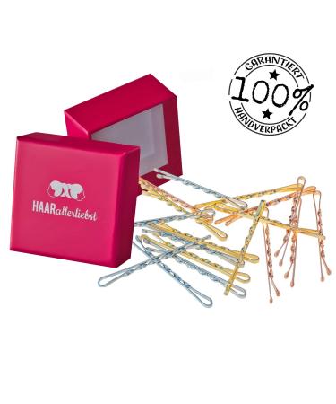 Ultra Hold Hair Clips (24 pcs) - Gold Rose Gold & Silver - 5cm with Pink Storage Box | International Shipping - Buy Online on GoSupps.com