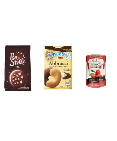 Italian Gourmet E.R. Mulino Bianco Pan di stelle Abbracci Italian Biscuits Cookies 2 x 350 g + Italian Gourmet 100% Italian Tomato Boxes 400 g