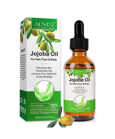 Valleylux Organic Jojoba Oil 60ml 100% Pure & Natural Jojoba Oil for Hair Face Body & Nails Moisturize Skin & Helps Fight Acne Jojoba Oil Organic Cold Pressed Unrefined.(1Pack-2.02fl.oz)