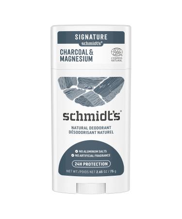 Schmidt's Aluminum Free Natural Deodorant for Women and Men Charcoal and Magnesium with 24 Hour Odor Protection Certified Natural Vegan Cruelty Free 2.65 oz