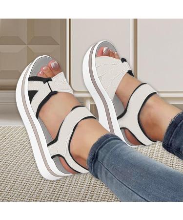 Pacienjo Women's Casual Plateau Sandals - Open Toe Hiking Sandals with Thick Sole & Adjustable Straps | 40 EU Gray - Buy Online on GoSupps.com