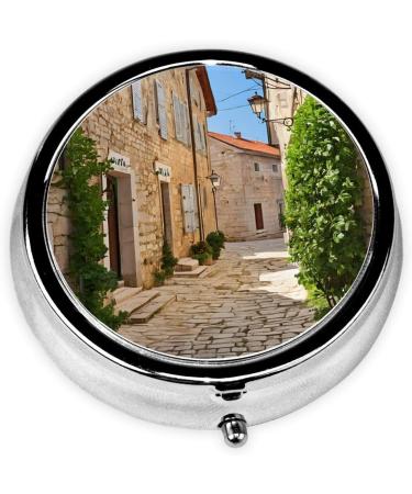 Shop Italy Tuscan Round Pill Box | 3 Compartment Portable Travel Organizer for Medicine & Vitamins - Buy Online on GoSupps.com