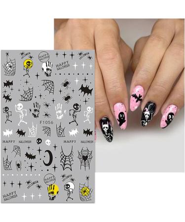 Halloween Nail Stickers 12 Sheets Self-Adhesive Nail Decal Ghosts Pumpkin Cobweb Nail Art Decoration Design Supplies - Buy Online on GoSupps.com