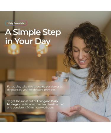 Livingood Daily Moringa Capsules Moringa Supplement for Energy Sleep Satiety Hair Skin Nails & Wellness Plant Based Vegetarian Gluten Free Non GMO Vegan Daily Greens Superfood 60 Capsules - Buy Online on GoSupps.com