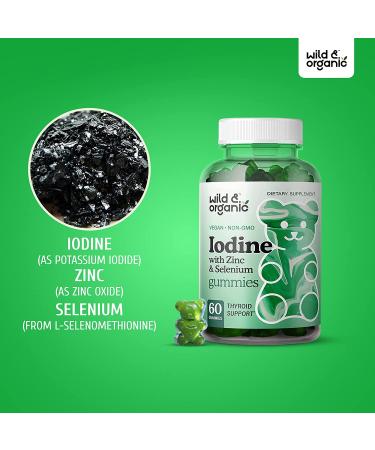 Organic Iodine Gummies with Zinc & Selenium for Thyroid Support - Apple Flavored 60 Gummy - Energy & Immune System Booster - Buy Online on GoSupps.com