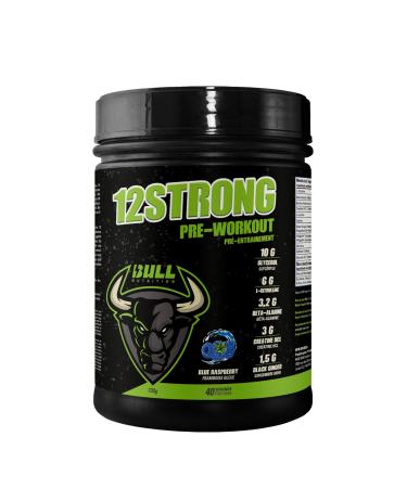 12 STRONG Pre-Workout (Blue Raspberry) - 730g - BULL Nutrition (40 Servings)