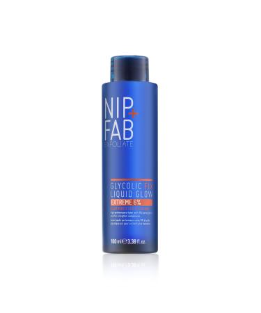 Nip + Fab Glycolic & Salicylic  Hyaluronic Acid and Vitamin B5 Fix Liquid Glow Extreme 6% Exfoliator for Face with AHA BHA Exfoliant to Resurface Exfoliate Even Tone Brighten Skin  3.38 Fl Oz