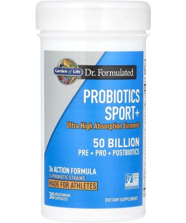 Garden of Life Dr Formulated Sport Probiotics Digestive Supplement Organic Prebiotics for Women & Men Athletes Clinically Studied Turmeric Curcumin 50 Billion CFU Gut Health Acidophilus 30ct - Buy Online on GoSupps.com