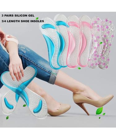 Bellcon Gel High Heel Insoles for Women - 3 Pairs Arch Support Shoe Inserts for Sandals - Pink, Blue, Polka-dot - Buy Online on GoSupps.com