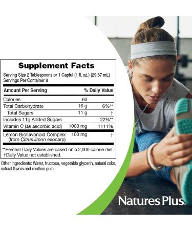 NaturesPlus Liquilicious Vitamin C Liquid 1000mg - 8oz Orange Lemon Bioflavonoids Antioxidant - Vegetarian Gluten-Free - Buy Online on GoSupps.com