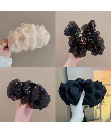 Bow Bubble Clips Bow Hair Claw Clips Claw Clips For Thick Hair Thick Hair Claw Clips For Long Hair Hair Clips for Thin Hair Women Large Puffy Chiffon Elegant Bubble Bow Hair Claw Clip (2pcs-D) - Buy Online on GoSupps.com