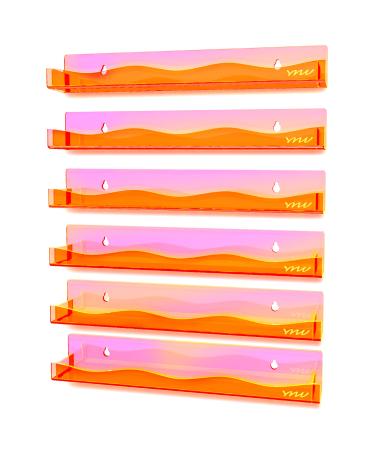 YMVV 15" Nail Polish Rack Wall Mounted Shelf,6 Pack Fluorescent Orange Acrylic Nail Polish Organizer Nail Supplies for Nail Techs,Great Display for Salons Retailers G-Orange
