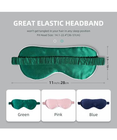 Spencer & Whitney 100% Silk Sleep Mask - 22 Momme Pure Mulberry Silk Blindfold Super Soft & Comfortable Eye Mask for Restful Sleep (Green) - International Shipping Available - Buy Online on GoSupps.com