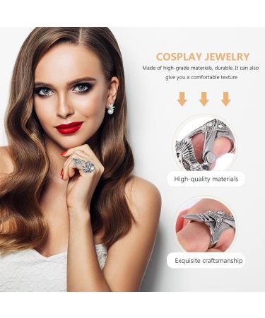 Lurrose 3pcs Punk Skeleton Hand Rings - Halloween Full Finger Nail Props for Cosplay & Party - Buy Online on GoSupps.com