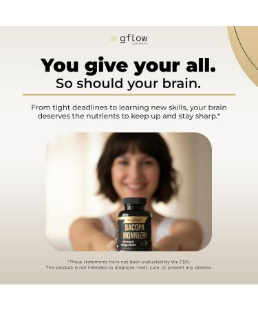 gflow vitamins Bacopa Monnieri Supplement with Ginseng and Ginkgo Biloba | Made in The USA | 60 Capsules, 30 Servings - Buy Online on GoSupps.com